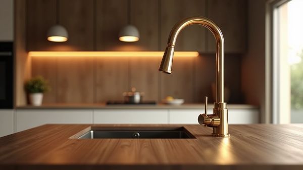 Transformez votre cuisine avec un mitigeur doré et élégant